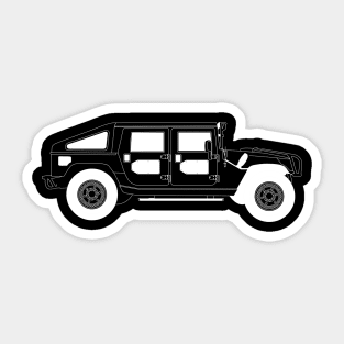 Humvee White Outline Sticker